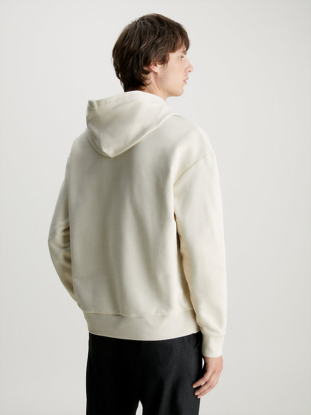 sweat-shirt à capuche en coton avec micro-logo grey pour hommes calvin klein