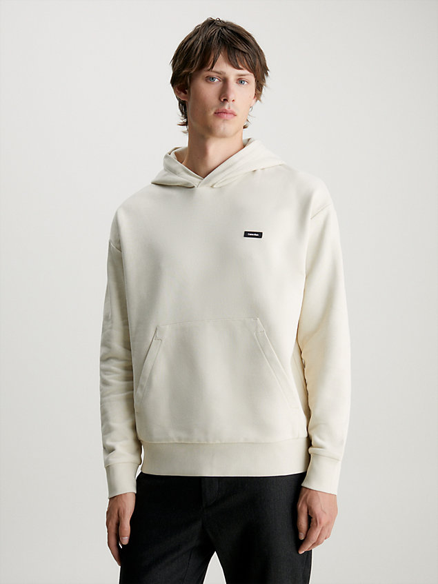 grey cotton micro logo hoodie for men calvin klein