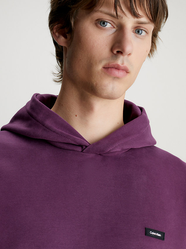 purple hoodie aus baumwolle mit mikro-logo für herren - calvin klein