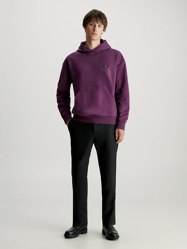 sudadera de algodón con capucha y logo pequeño purple de hombre calvin klein