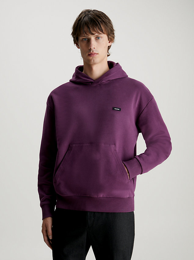 purple katoen hoodie met micrologo voor heren - calvin klein