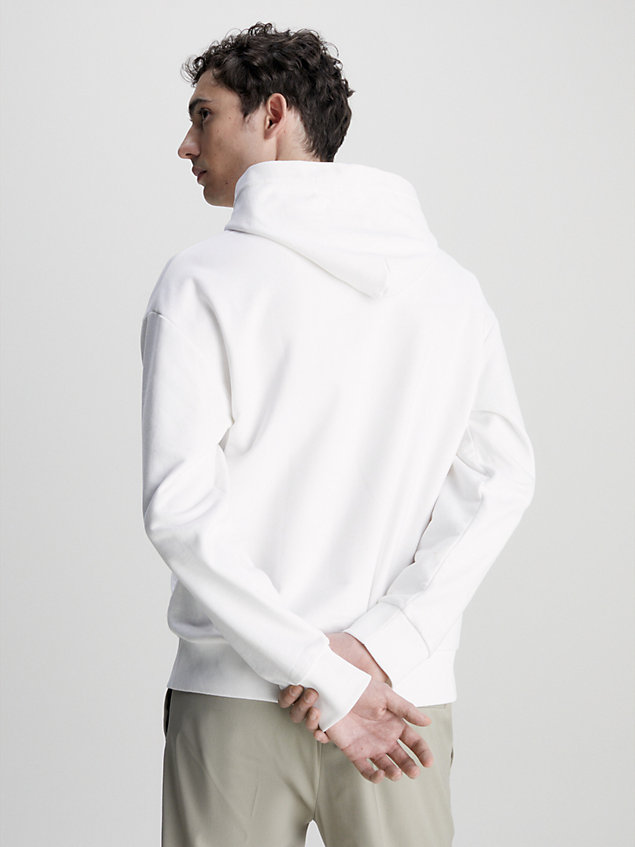 sweat-shirt à capuche en coton avec micro-logo white pour hommes calvin klein