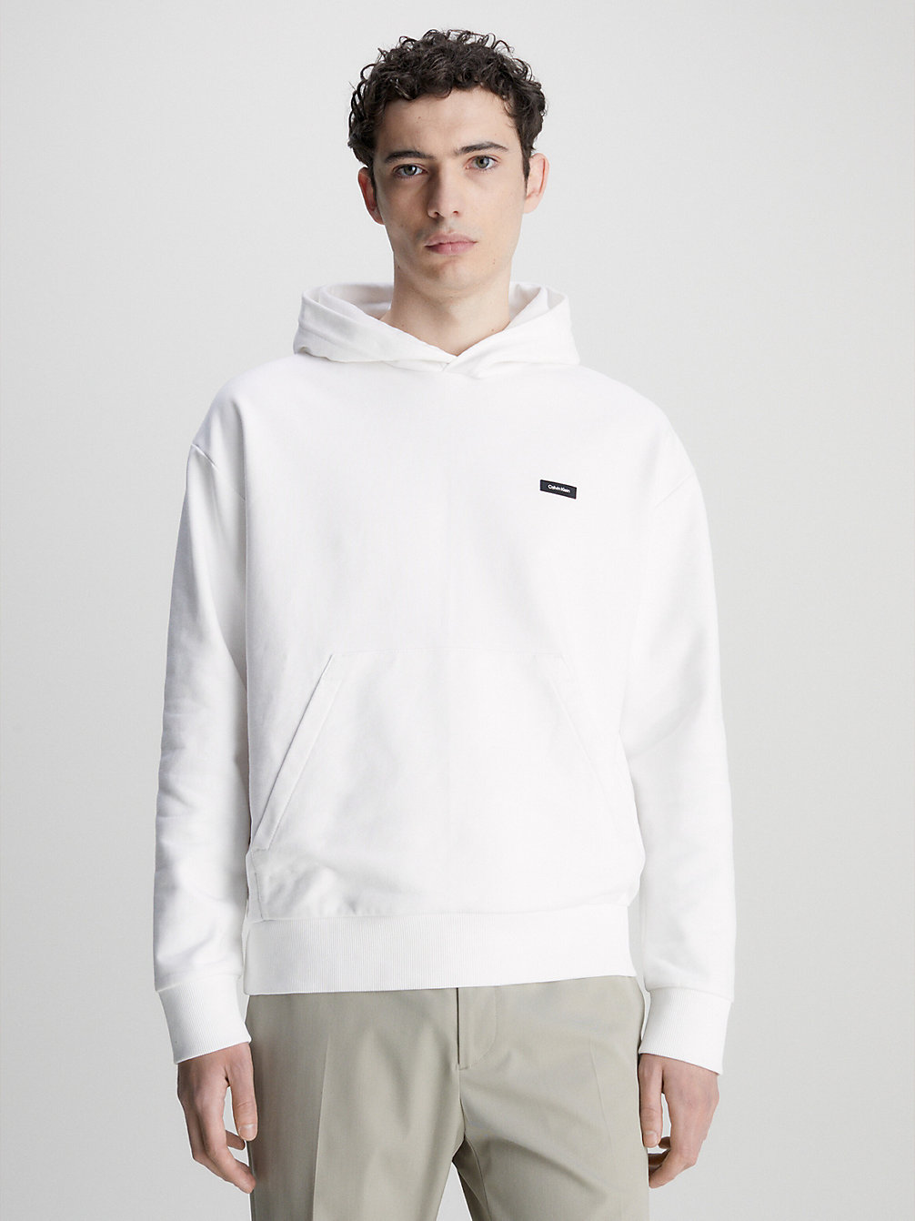 BRIGHT WHITE Organic Cotton Hoodie undefined men Calvin Klein