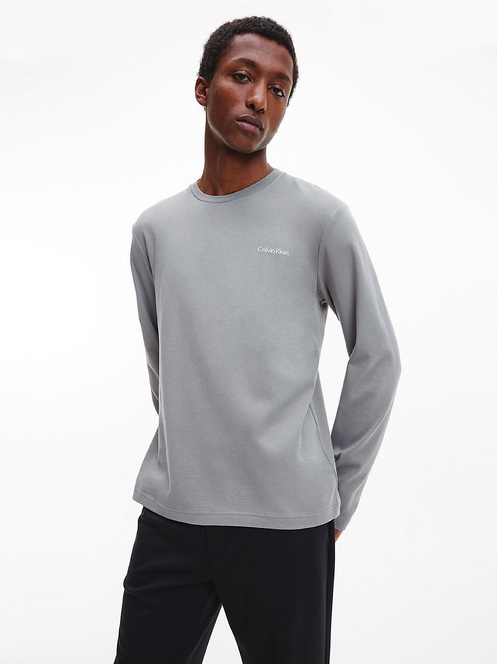 GREY ASPHALT T-Shirt À Manches Longues En Coton Bio undefined hommes Calvin Klein