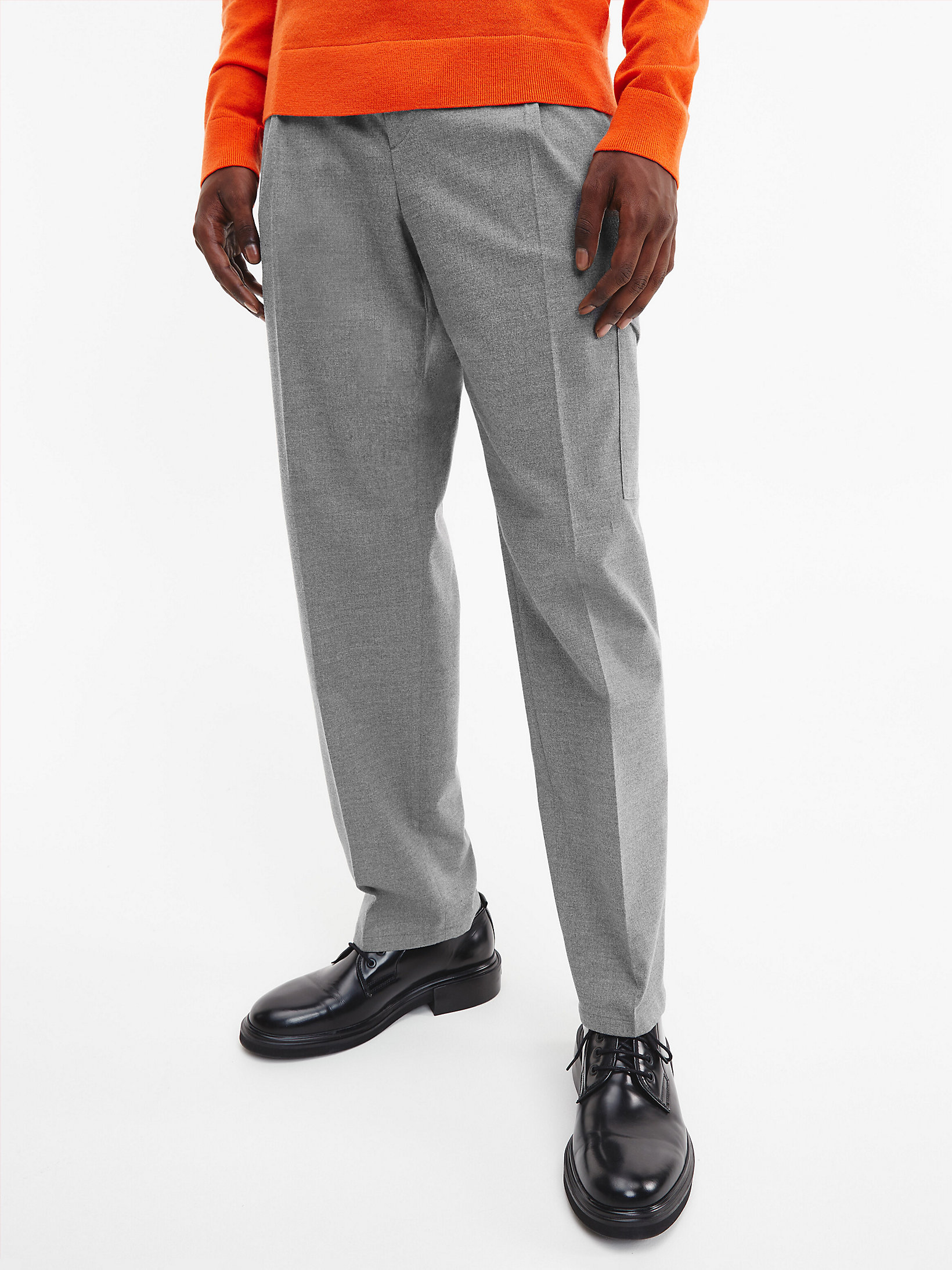 Grey Fog Soft Flannel Cargo Trousers undefined men Calvin Klein