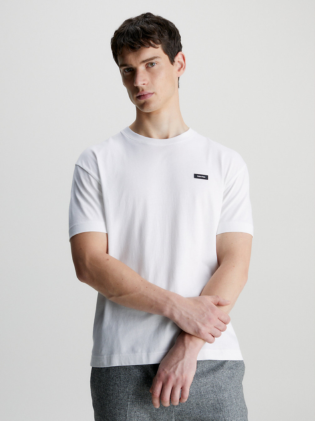 BRIGHT WHITE Relaxed T-Shirt Van Gerecycled Katoen undefined heren Calvin Klein