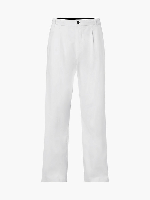 white relaxed broek met wijde pijp voor heren - calvin klein