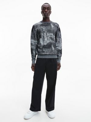 BLACK/WHITE Jacquard Sweater for men CALVIN KLEIN