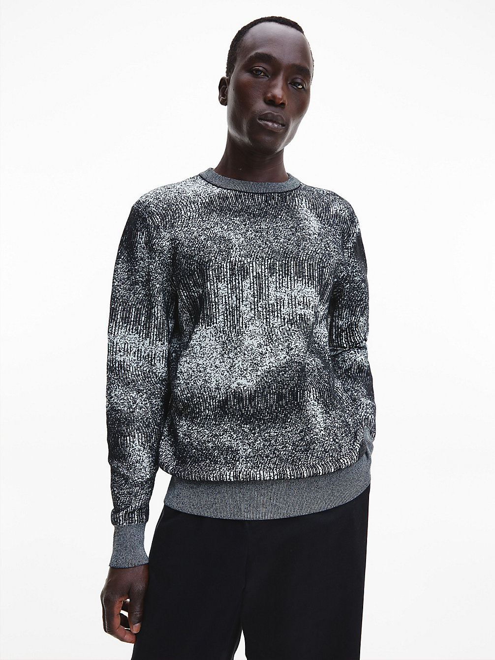 BLACK / WHITE Jacquard Sweater undefined men Calvin Klein