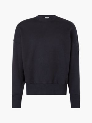 sudadera de felpa de algodón orgánico black de hombre calvin klein