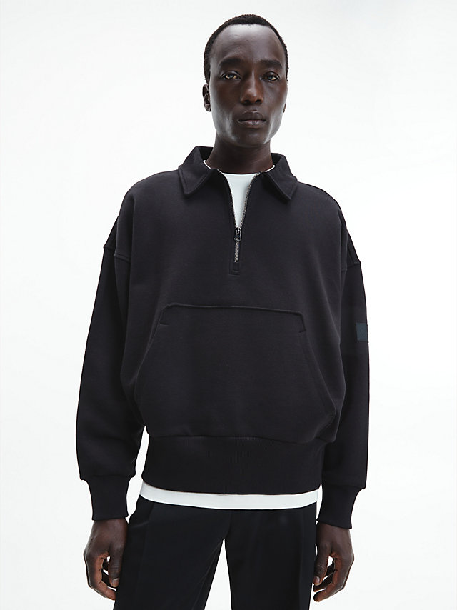 CK Black Relaxed Zip Collar Sweatshirt undefined men Calvin Klein