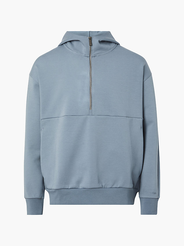 grey relaxed zip neck hoodie for men calvin klein