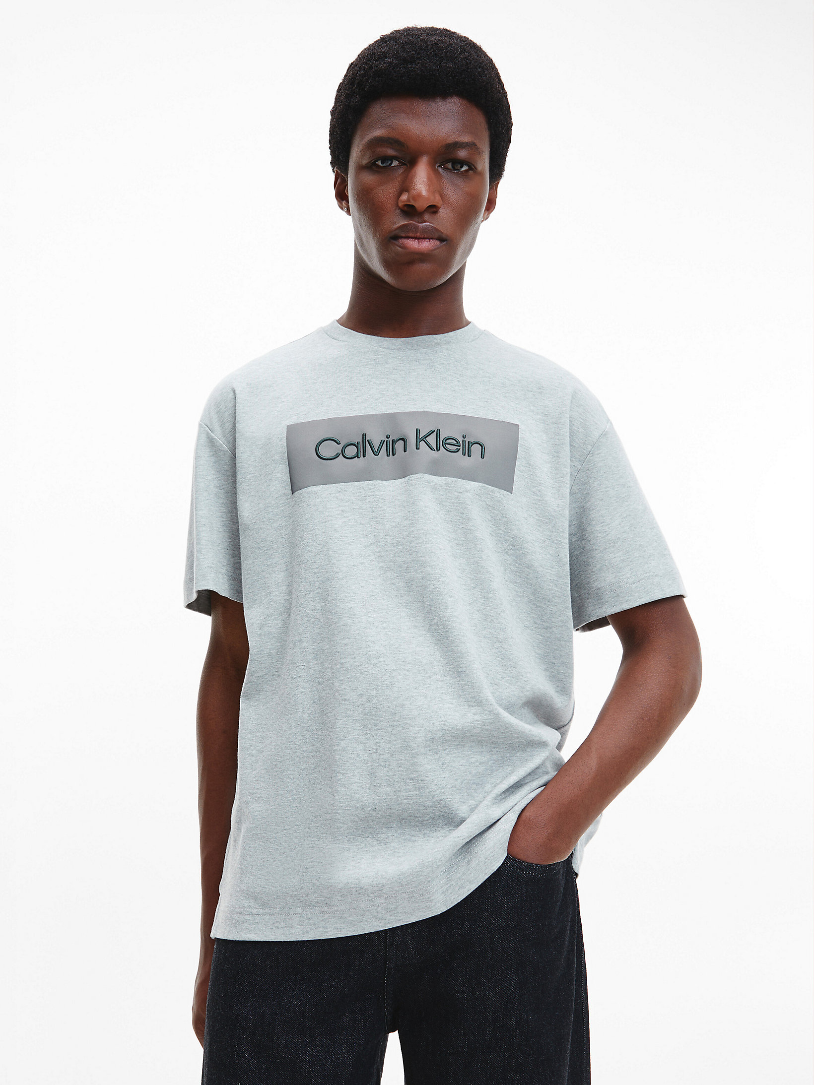 Mid Grey Heather Relaxed Logo T-Shirt undefined men Calvin Klein