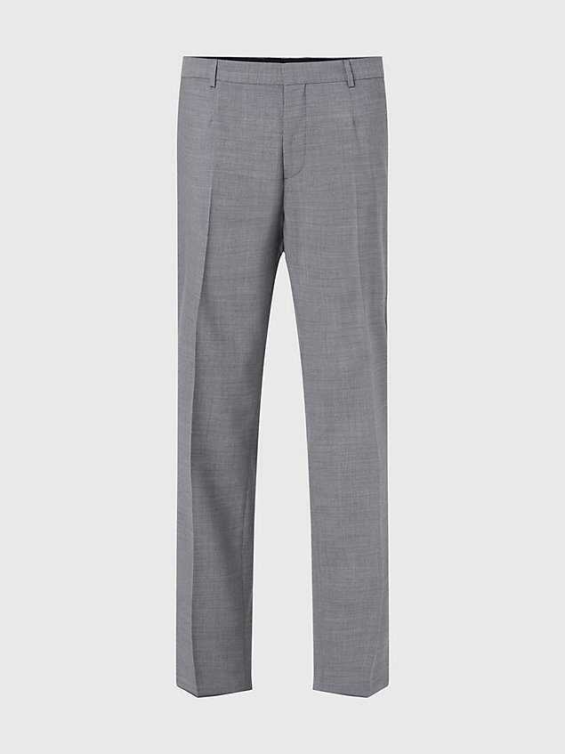 grey dwubarwne spodnie z mieszanki wełny dla mężczyźni - calvin klein