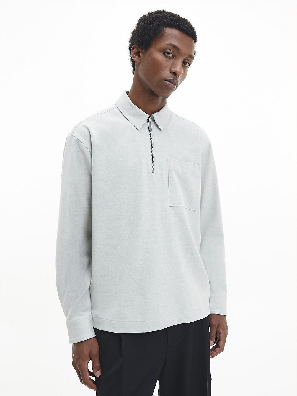 STONY BEIGE Zipped Popover Shirt undefined men Calvin Klein
