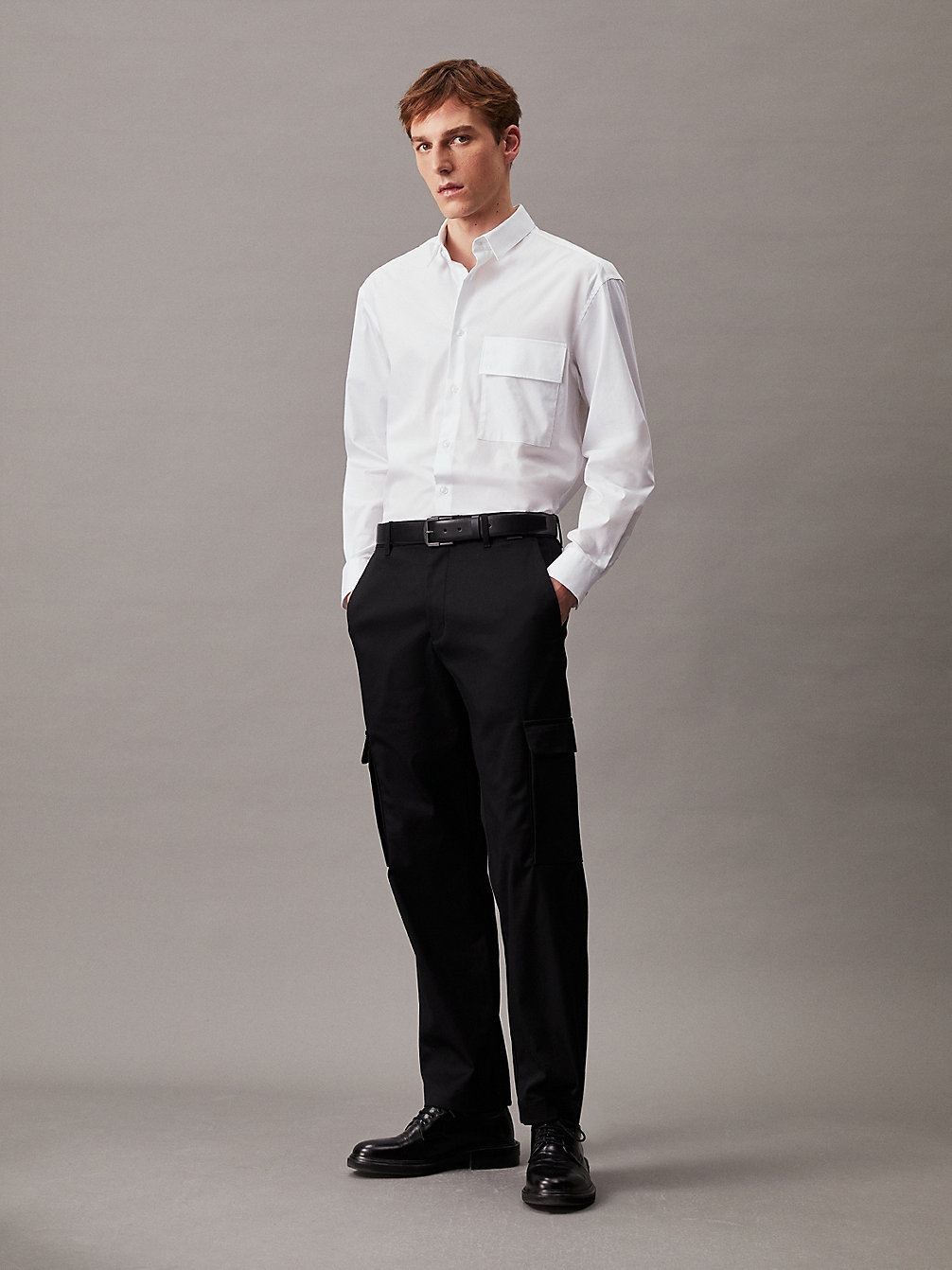 BRIGHT WHITE Relaxed Poplin Stretch Overhemd undefined heren Calvin Klein