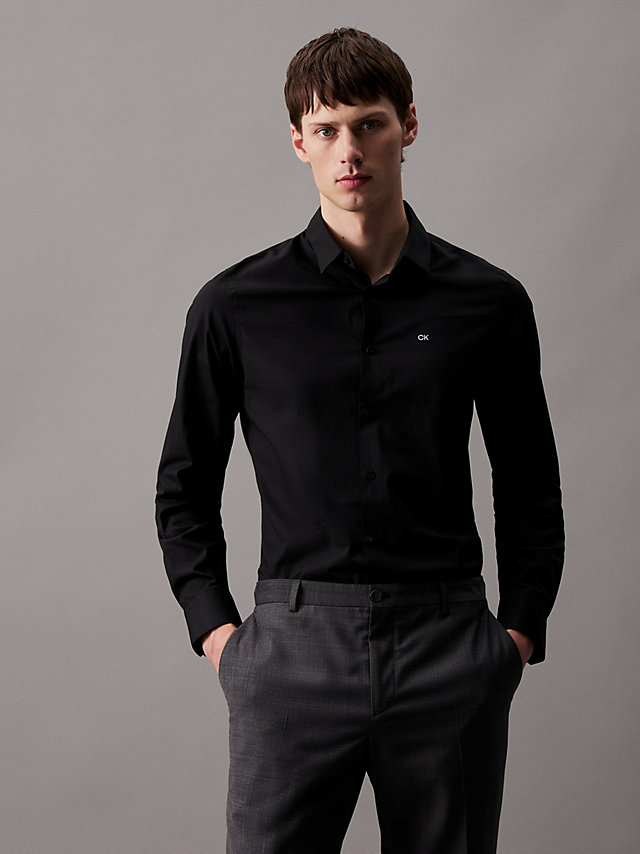 CK Black Slim Poplin Stretch Shirt undefined men Calvin Klein