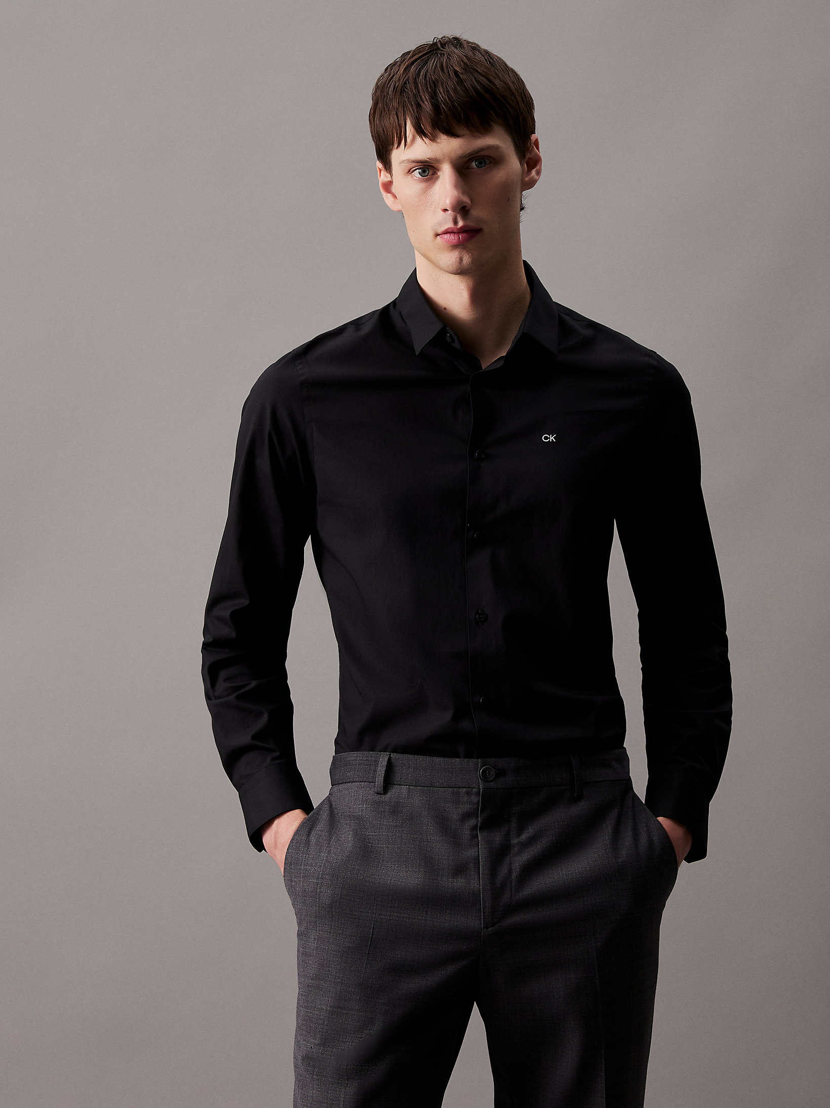 Calvin Klein Uomo Abbigliamento Camicie Camicie eleganti Camicia aderente in popeline elasticizzato 