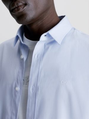 camicia aderente in popeline elasticizzato light blue da uomini calvin klein