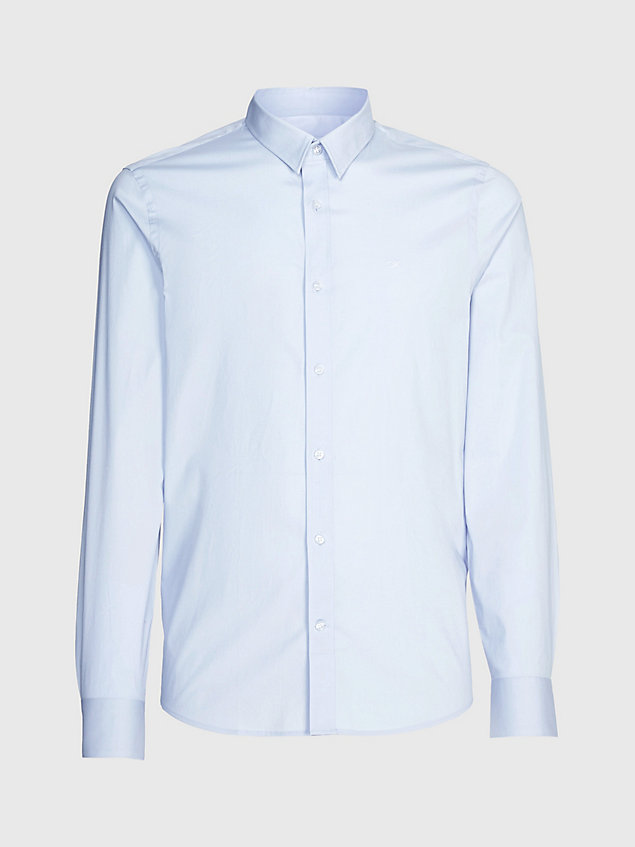 blue slim poplin stretch shirt for men calvin klein