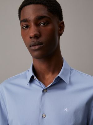 camicia aderente in popeline elasticizzato troposhere da uomini calvin klein