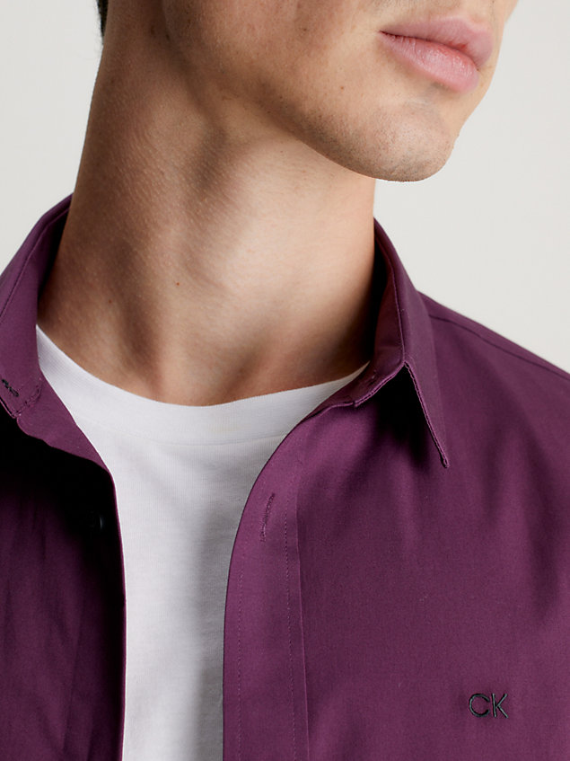purple slim poplin stretch overhemd voor heren - calvin klein