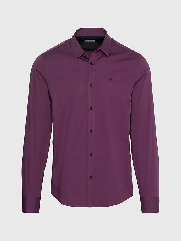 purple schmales hemd aus stretch-popeline für herren - calvin klein