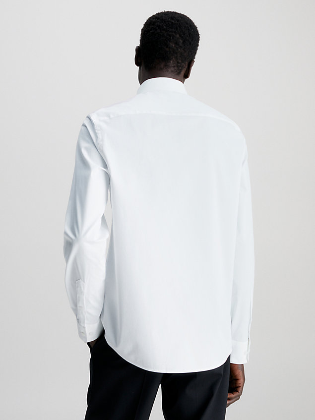 camisa slim de popelín elástico white de hombre calvin klein