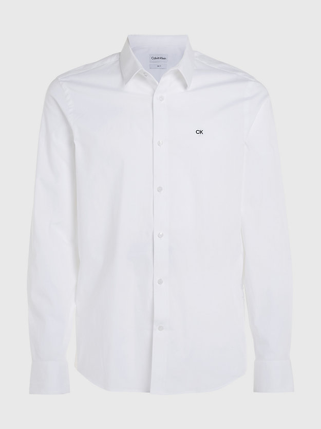 BRIGHT WHITE Slim Poplin Stretch Shirt for men CALVIN KLEIN