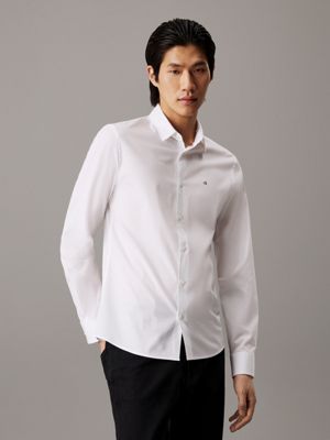 Calvin Klein Men's Solid Regular Fit Shirt (K10K111068YAF_Bright White :  : Clothing & Accessories