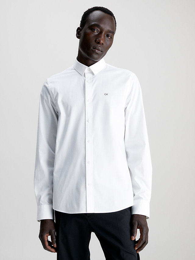 Bright White Slim Poplin Stretch Shirt undefined men Calvin Klein