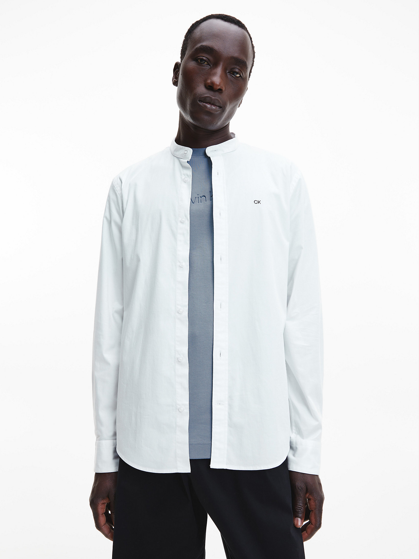 Bright White Slim Poplin Stretch Shirt undefined men Calvin Klein