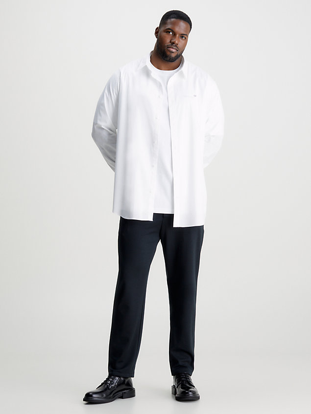white plus size slim poplin shirt for men calvin klein