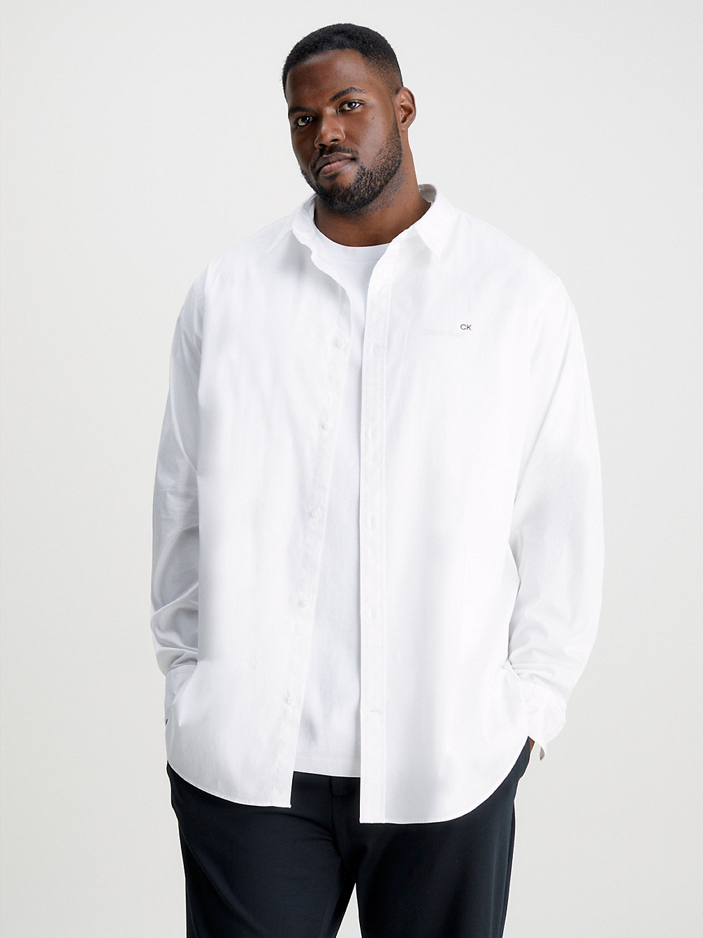 BRIGHT WHITE Camicia In Popeline Slim Plus Size undefined uomo Calvin Klein