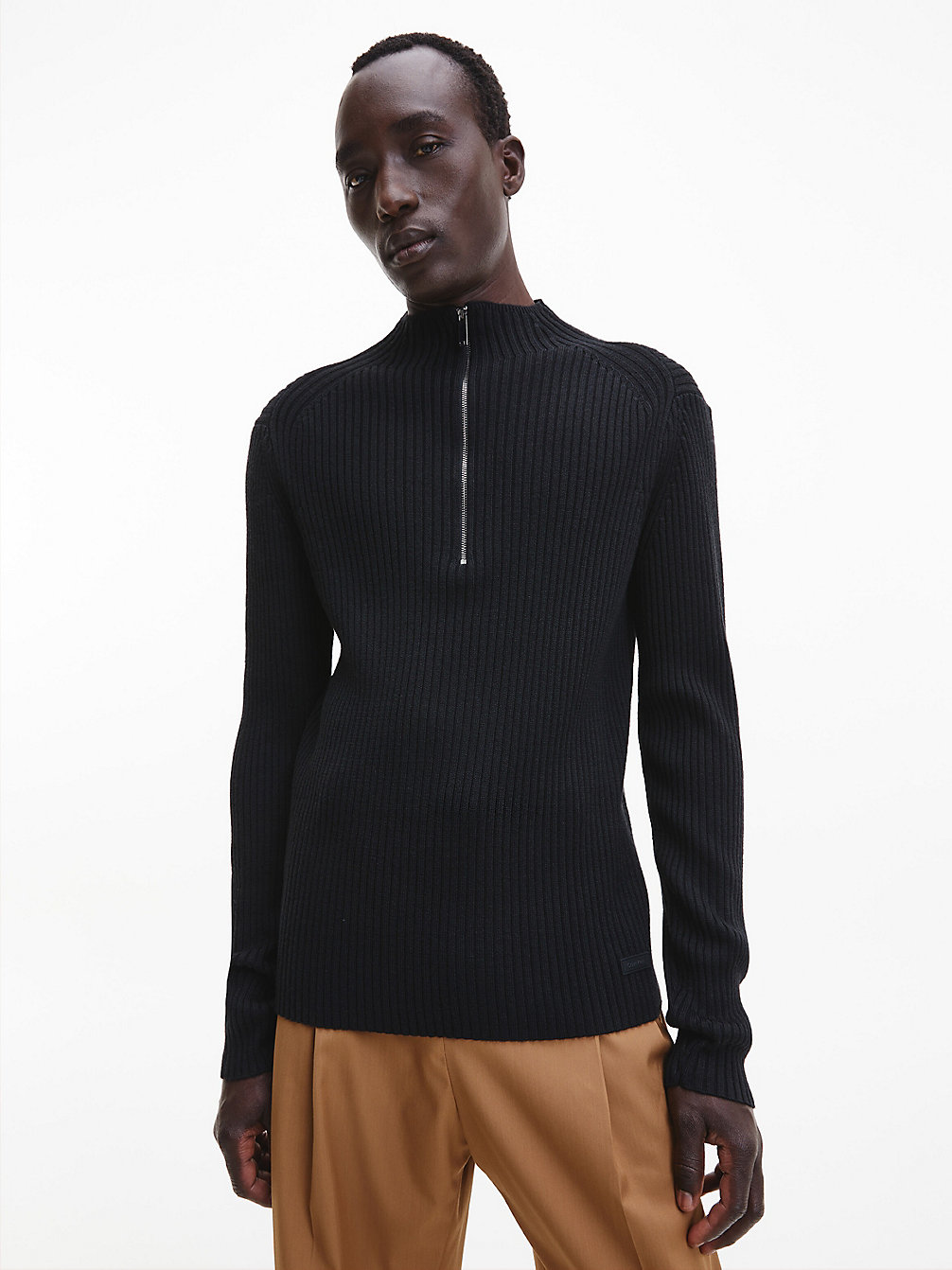 CK BLACK Gerippter Pullover Mit Reißverschlusskragen undefined Herren Calvin Klein