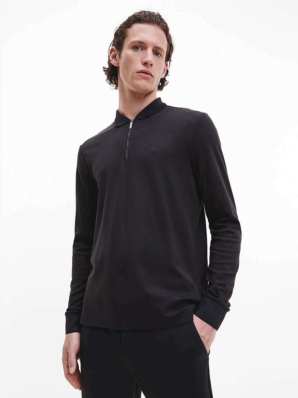 CK BLACK Zip Neck Polo Shirt undefined men Calvin Klein
