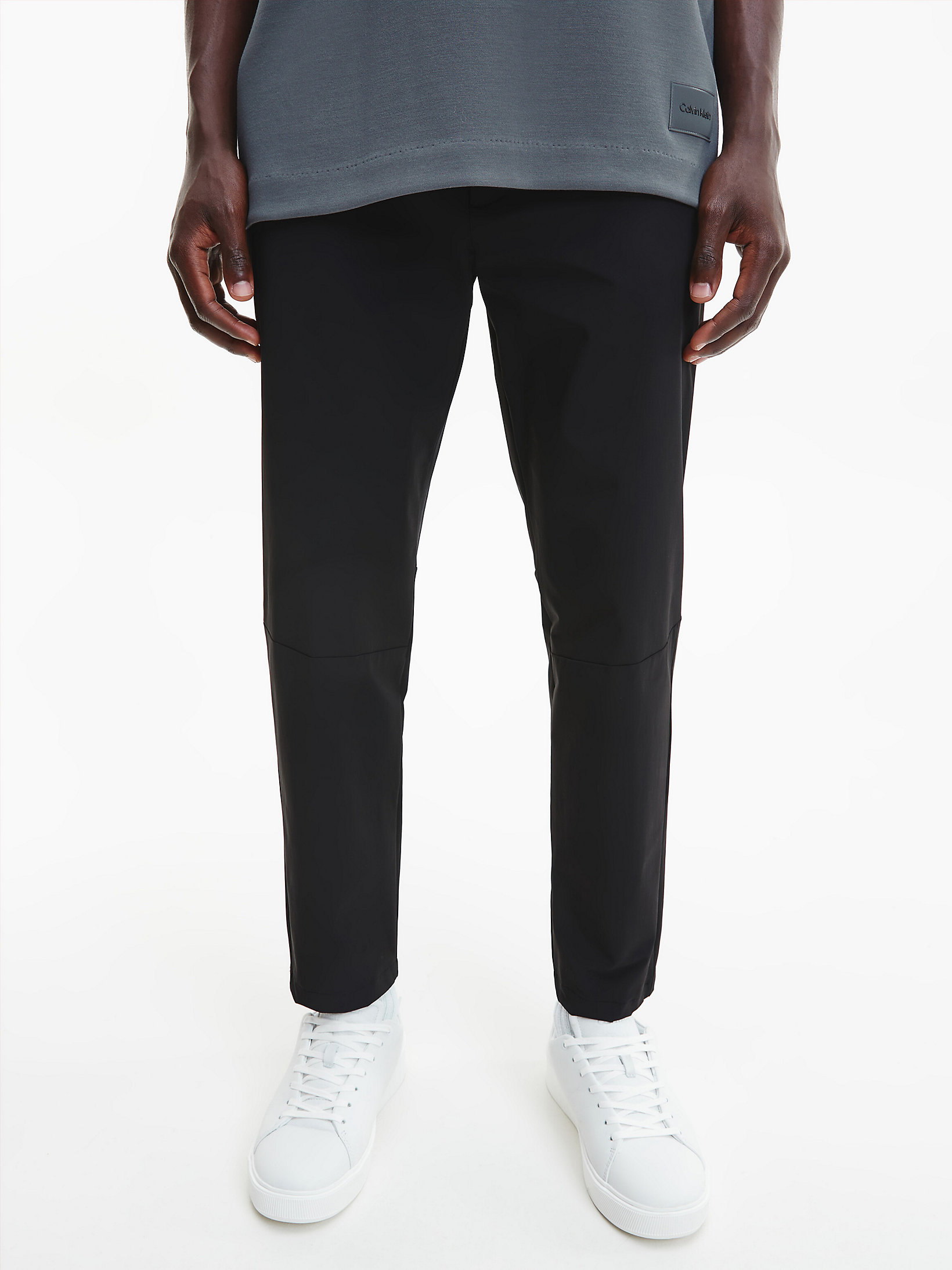 CK Black Tapered Stretch Twill Trousers undefined men Calvin Klein