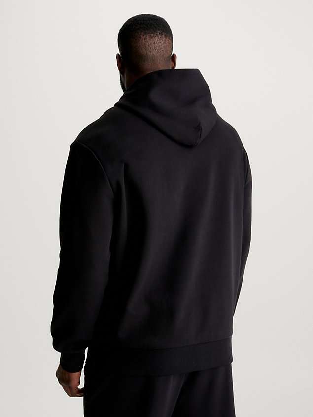 black hoodie aus recyceltem polyester in großen größen für herren - calvin klein