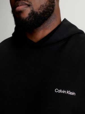 black hoodie aus recyceltem polyester in großen größen für herren - calvin klein