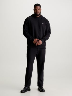 black hoodie aus recyceltem polyester in großen größen für herren - calvin klein