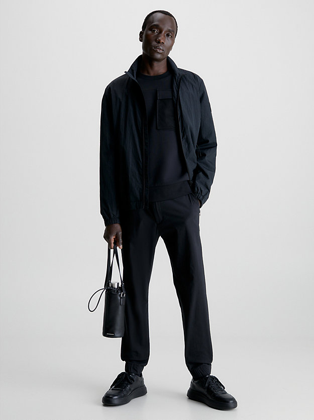 ck black cropped tapered trousers for men calvin klein