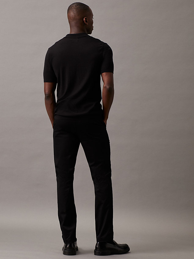 black slim chino trousers for men calvin klein