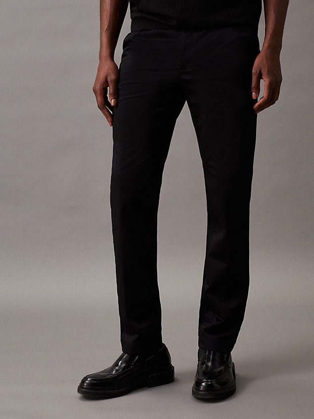black slim stretch chino trousers for men calvin klein