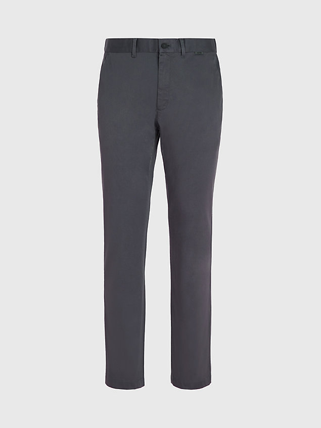 grey slim stretch chino trousers for men calvin klein