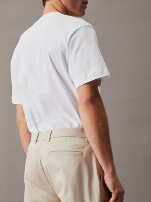 stony beige cropped tapered trousers for men calvin klein