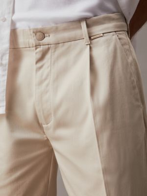 stony beige cropped tapered trousers for men calvin klein