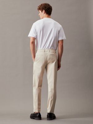 stony beige cropped tapered trousers for men calvin klein