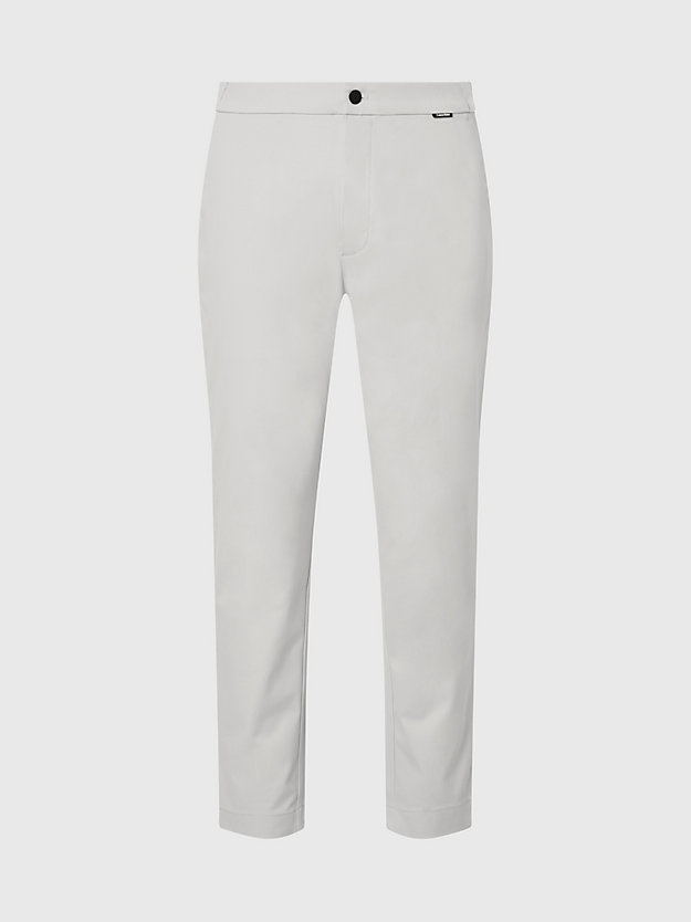 stony beige cropped tapered twill trousers for men calvin klein