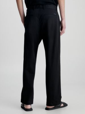ck black relaxed twill trousers for men calvin klein