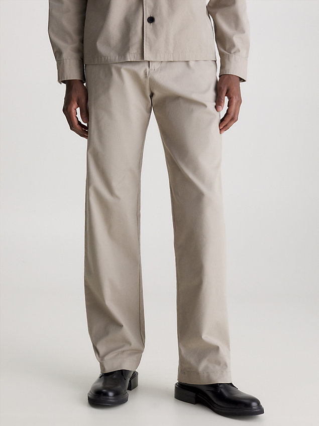 grey relaxed twill trousers for men calvin klein